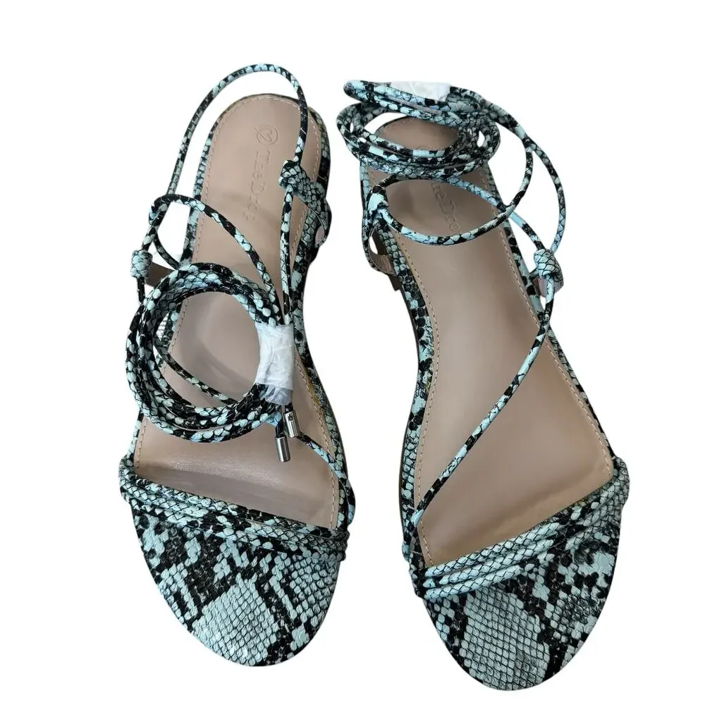 THE DROP Samantha Teal Snake Gladiator Strappy Sandal Size 8.5